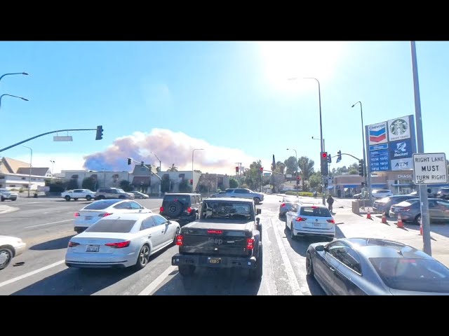 360° Driving in LA while the Pacific Palisades Fire burns in the distance (Jan 11th 2025)