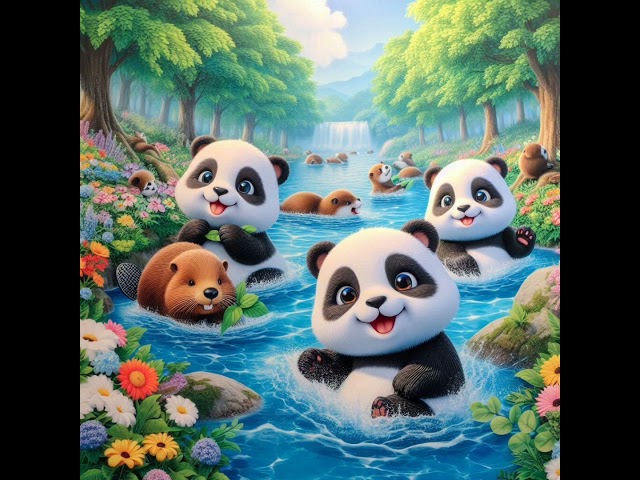 Short Story PIP panda and otters, the best of swimming buddies  #cute #panda