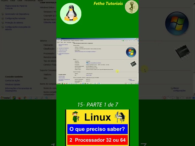 15- Curso de Linux para Leigos PARTE 1 de 7 de Como saber se o Processador é 32 ou 64-bits