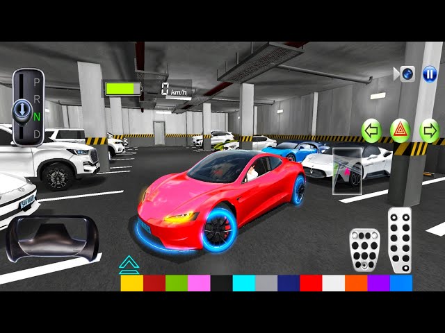 New Electric Car Tesla In Parking Building | 3D Driving Class | Best Car Simulator! Android Gameplay