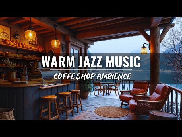 Cozy Winter Coffee Shop Ambience with Warm Jazz Music & Crackling Fireplace to Relaxing, Study, Work