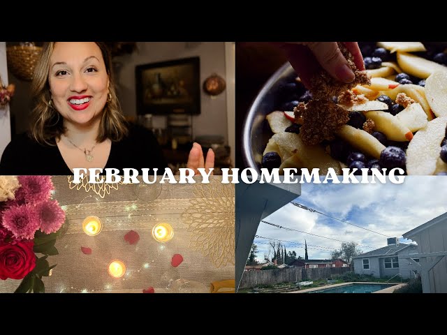 February Homemaking | Valentine's Day | Farmhouse Clothesline | Apple Blueberry Crumble