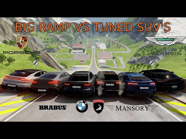 Which Tuned SUV Jumps the Farthest? Porsche vs AMG vs Audi vs BMW vs Lamborghini vs Aston Martin! 💥🔥