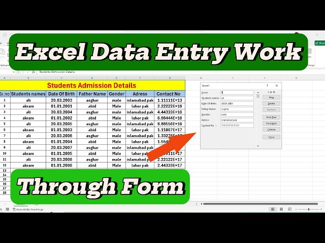 Data Entry using Form in Microsoft Excel | Data Entry in Excel | #exceltutorial  #microsoftexcel