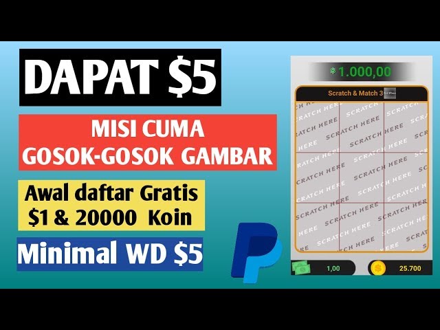 DAPAT $5 MISI CUMA GOSOK GAMBAR | APLIKASI PENGHASIL UANG 2019