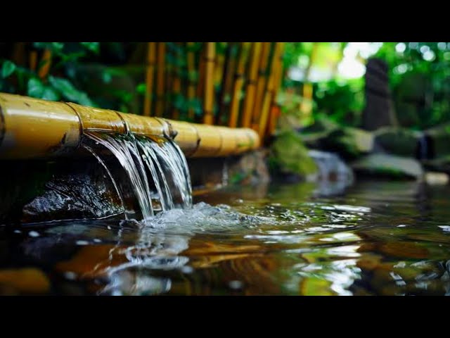 Piano Music for Deep Relaxation and Stress Relief | Aesthetic Bamboo & Water Fountain