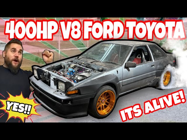 FIRST DRIVE IN THE FORD V8 TOYOTA! CUSTOM WIDE BODY AE86 HOT ROD BUILD IS ON THE ROAD!