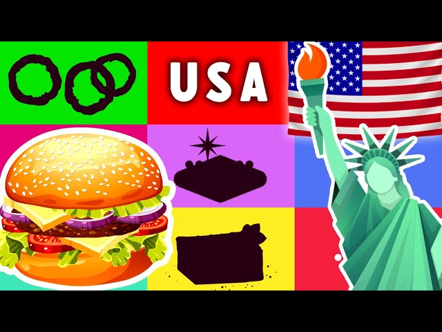 🍔 Zagadki dla dzieci o USA | Zgadnij, co to za cień! | Bajki edukacyjne 🍔