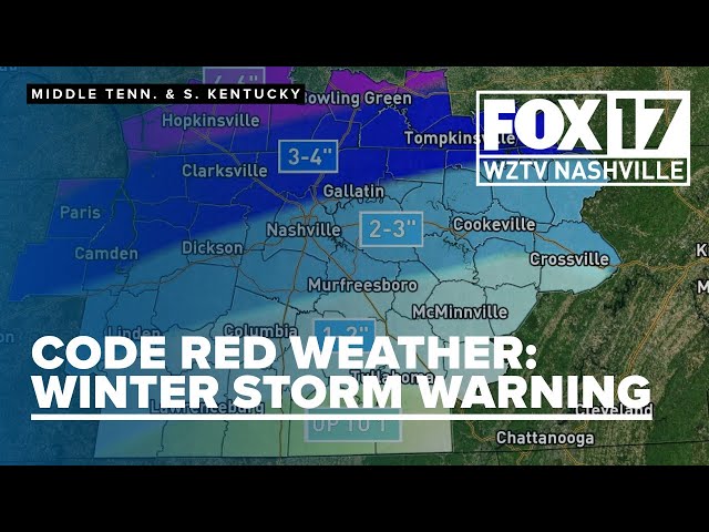 CODE RED: Winter Storm Warning issued for Middle Tennessee, Southern Kentucky