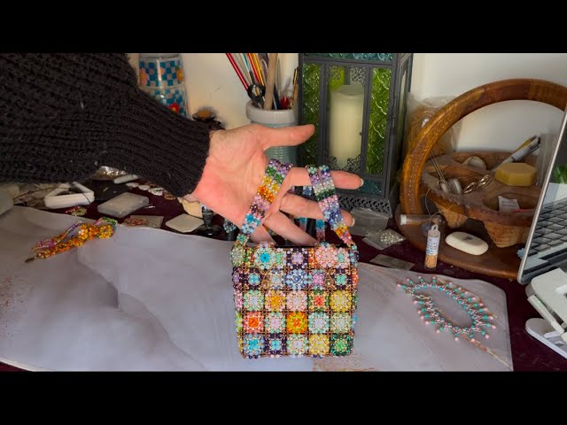 Part 1 Beaded granny square bag Tutorial with seed beads & crystals 😍