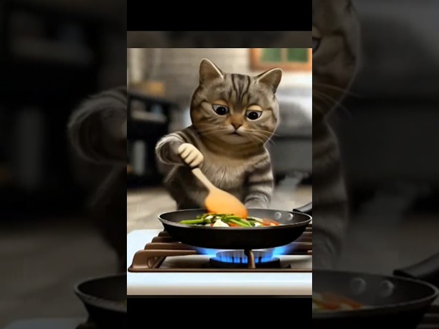 Cat Cooking Food Recipes 🤤 #shortvideo #2025 #ai #cat  #catfood