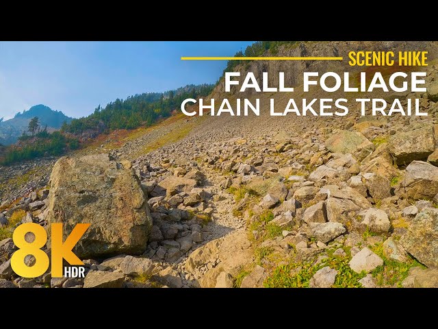 8K HDR Scenic Hike on Chain Lakes Trail - Stunning Fall Foliage in the Mountains with Real Sounds