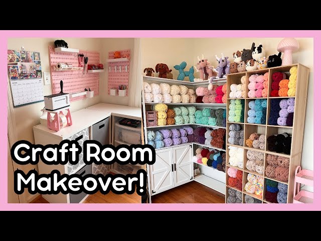 Craft Room MAKEOVER! 🌷 Yarn Storage, Cozy Crochet Corner, & Packing Station! 🩷 Crochet Studio Vlog