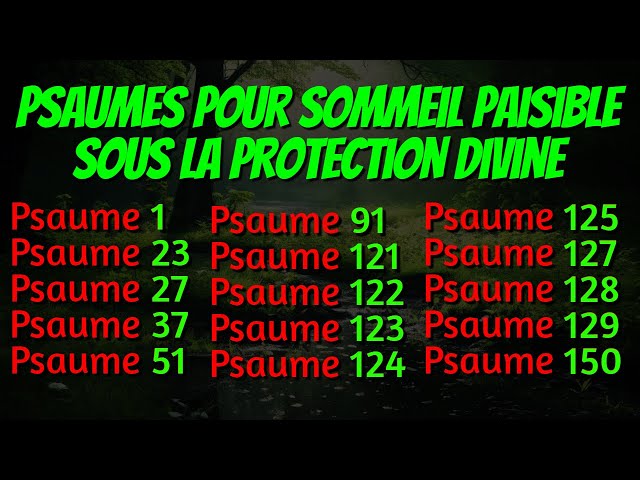 PSAUMES POUR SOMMEIL PAISIBLE SOUS LA PROTECTION DIVINE (Psaumes 1, 23, 27, 37, 51,91,127,129,139)