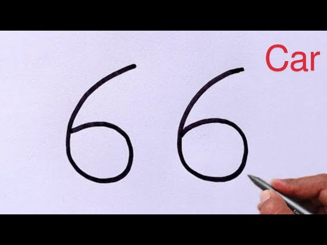 Car Drawing || How to draw Car from Number 66 || Car Drawing Step by Step || Number Drawing