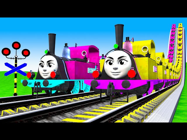 【踏切アニメ】あぶない電車【カンカン】電車 2 TRAIN THOMAS 🚦 Fumikiri 3D Train Railroad Crossing Animation #2025