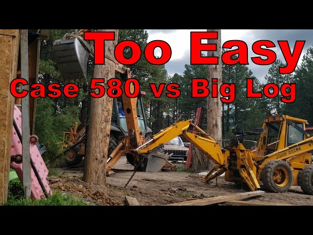 Case 580SM Backhoe Stands BIG Log Easily