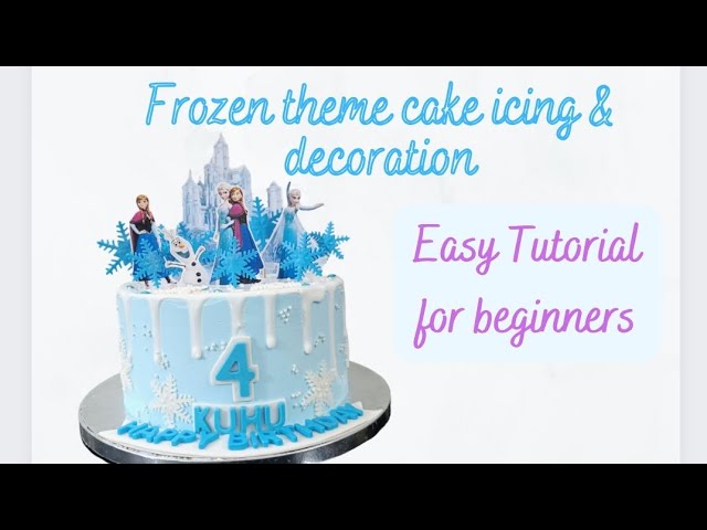 Frozen theme cake tutorial #cakedecorating #frozentheme #cakeicing #elsacake #cakedesign