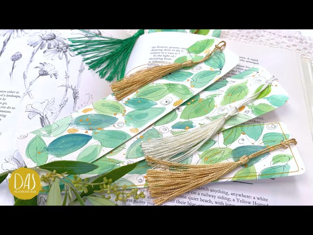 Relax and Paint Simple Olive Leaf Bookmarks in Easy Watercolor Style for a Warmup and for Beginners