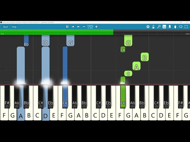 yuda stuti gotrapu simhama Keyboard Notes G Minor 4/4 Bolly Tempo 92 | Yesanna | osanna ministries