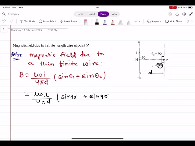 Magnetic field due to infinite length wire at point P #iit #jeemain #jeeadvanced #neet #jee2025 #pyq