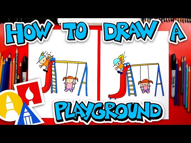 How To Draw A Playground With Slide And Swing