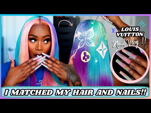 ✨MATERIAL GIRL✨ HAIR & NAILS | Hand Painted LV Print Wig + Louis Vuitton Nail Vlog | Laurasia Andrea