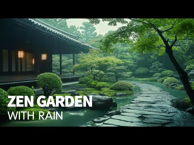 ZEN GARDEN AMBIANCE With Relaxing Rain Sounds / Rain Ambience / White Noise [For Work/Study/Sleep]