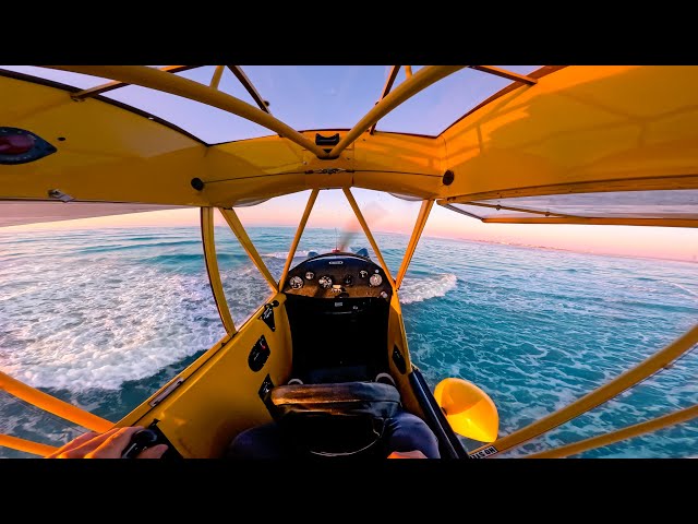 Skimming the Ocean Waves at Sunrise. Who needs a Jet-ski when you have an airplane...