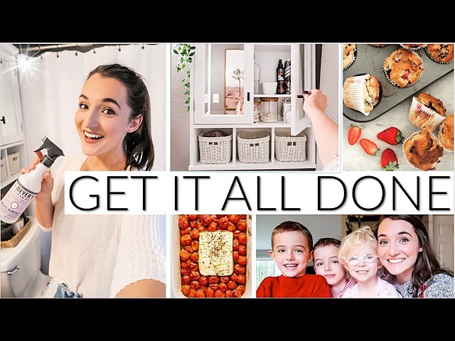 GET IT ALL DONE W/ME! Bathroom Declutter, TikTok Pasta Recipe, Valentine's Day Decor + Homeschooling