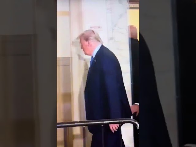 Donald Trump outside the courtroom warned not to speak about the case during break