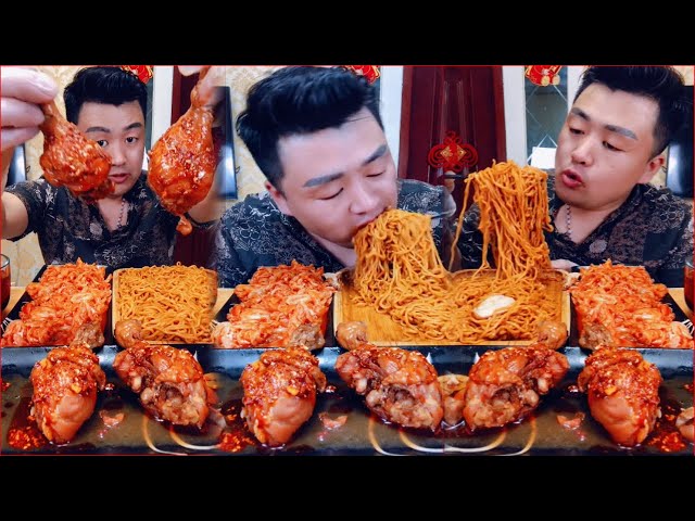 Xiaofeng Eating Really delicious amazing 🍜 Noodles And Fried Chicken | Xiaofeng Mukbang Official #37