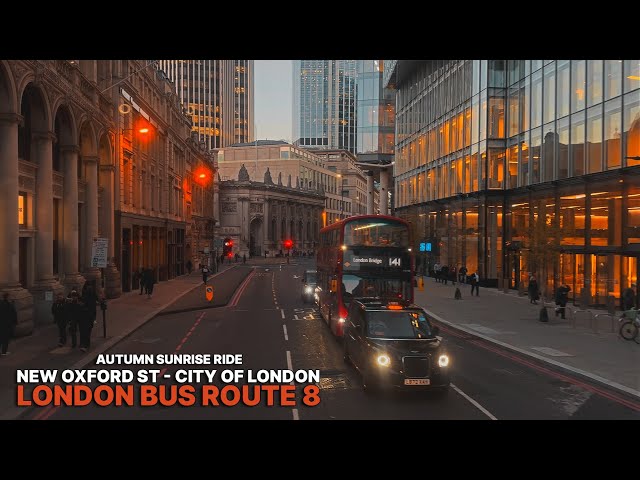 Golden Hour London Bus Ride | Upper Deck POV on Bus 8 from Tottenham Court Road to Bow