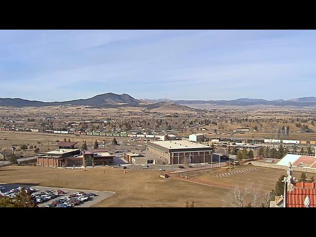 🔴🅻🅸🆅🅴🔴Helena Montana Snow Storm from above to the busy railcrossing🚆Railway station/Yard/Train🧭BNSF