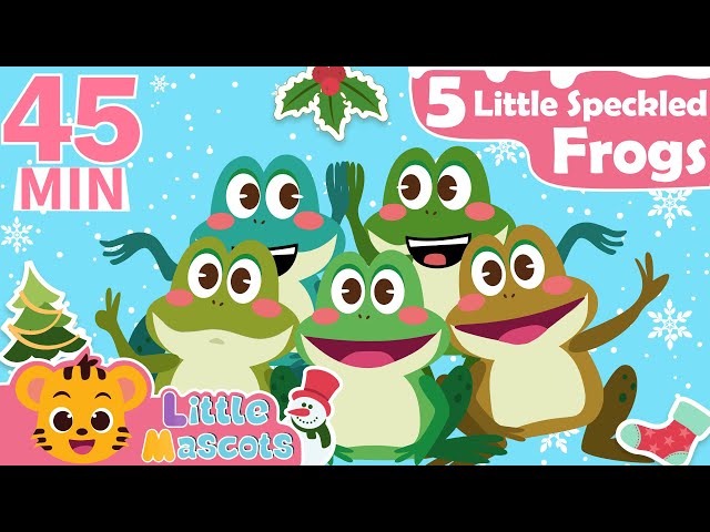 Blub Blub!  Five Little Speckled Frogs 🐸 | Animal Songs + more | Little Mascots Rhymes For Kids