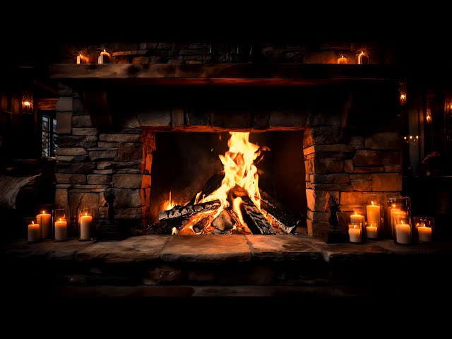 4K Fireplace with Crackling Sounds | Relaxing Ambiance in a Cozy Setting for Stress Relief and Calm