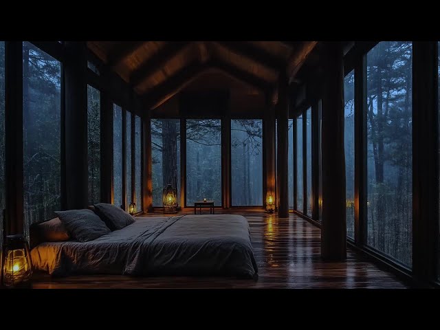 Best Rain Sounds for Sleeping - Real Heavy Rainstorm & Mighty Thunder on the Window - White Noise