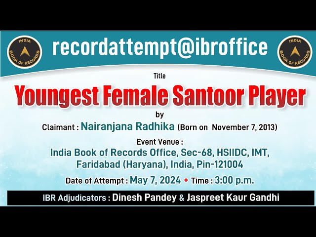 Youngest Female Santoor Player