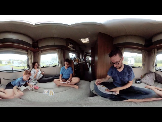 Playing cards inside the camper van