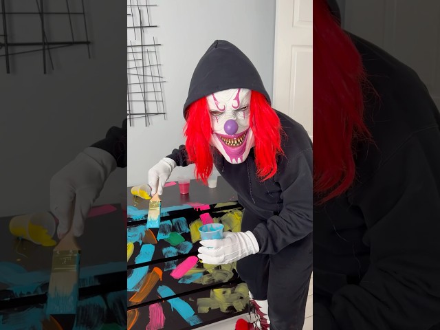 Crazy clown paints the room 😱 #shorts