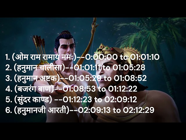 Om Ram Ramay Namah, Hanuman Chalisa, Hanuman Ashtak, Bajrang Baan, Sundar Kand, Hanumanji Aarti