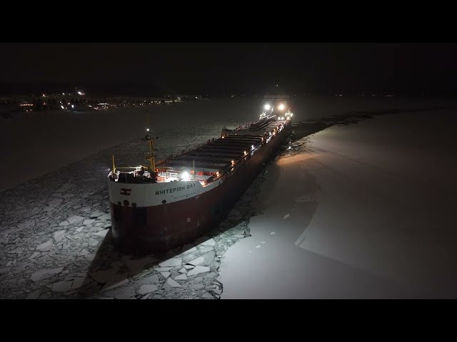 Griffon Icebreaker and CSL Whitefish Bay ship in Midland harbour