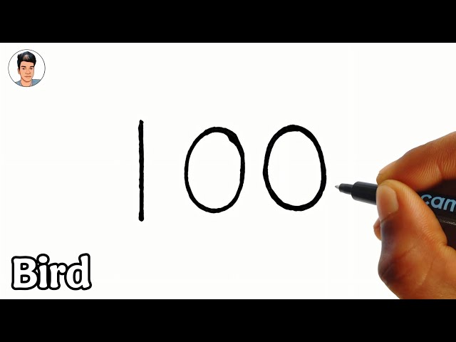 How To Draw A Bird With Numbers 100 Easy || Bird Drawing Easy Step By Step For Beginners