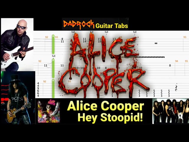 Hey Stoopid - Alice Cooper - Guitar + Bass TABS Lesson (Rewind)