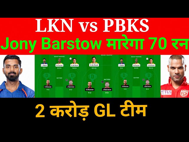 LKN vs PBKS dream11 prediction lkn vs pbks dream11 team ipl match dream11 prediction ipl2024