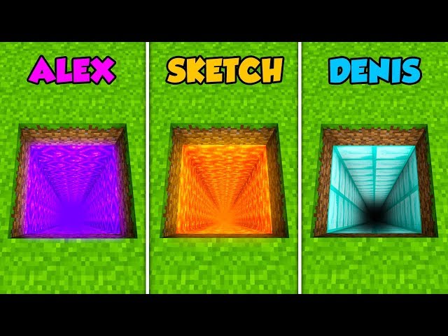 ALEX vs SKETCH vs DENIS - DEEPEST HOLE in Minecraft! (The Pals)