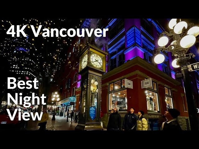 加拿大溫哥華景點/最美蒸汽鐘&夜景Vancouver Canada best night view,Gastown &Canada Place/Downtown winter walk