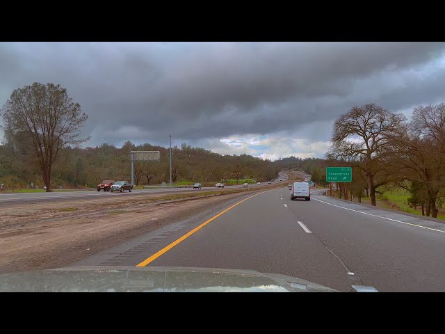 Relaxing journey Highway 50 Placerville to El Dorado Hills California Rain, Hail & Clear Blue Skies