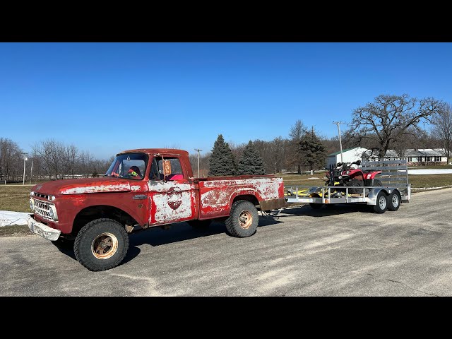 Stumpy gets hitched!  New addition to the fleet too??? 1965 F100 4x4