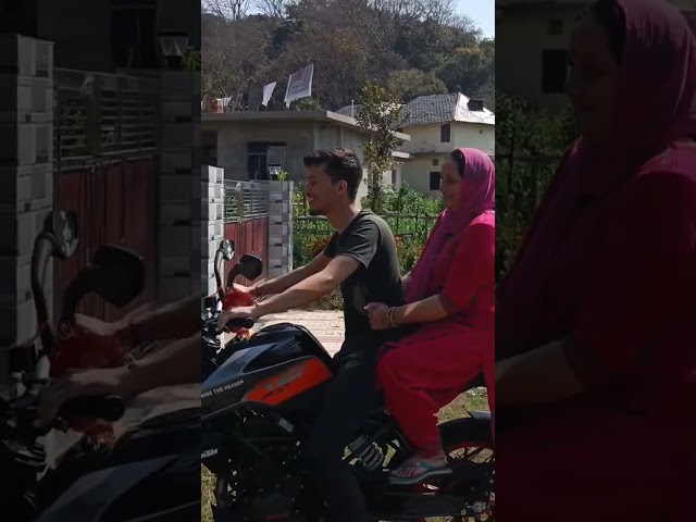 First ride with Mom on KTM Duke #shorts #youtubeshorts #ktm